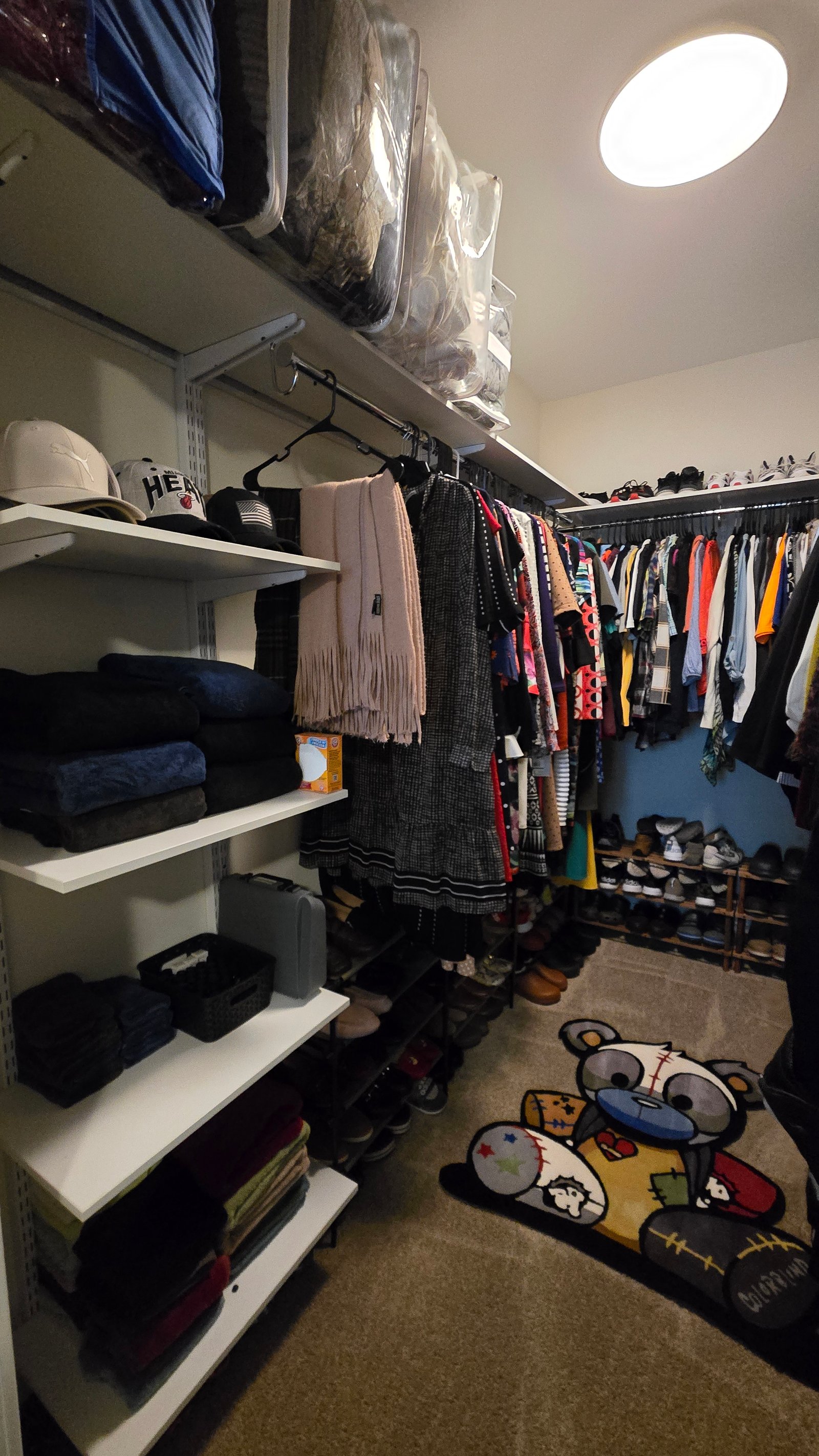 Closet after — left side shelving